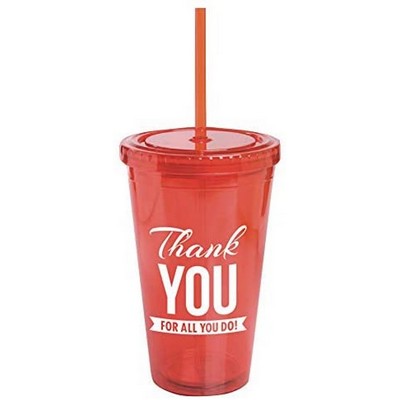 Thank You Tumbler w/Straw